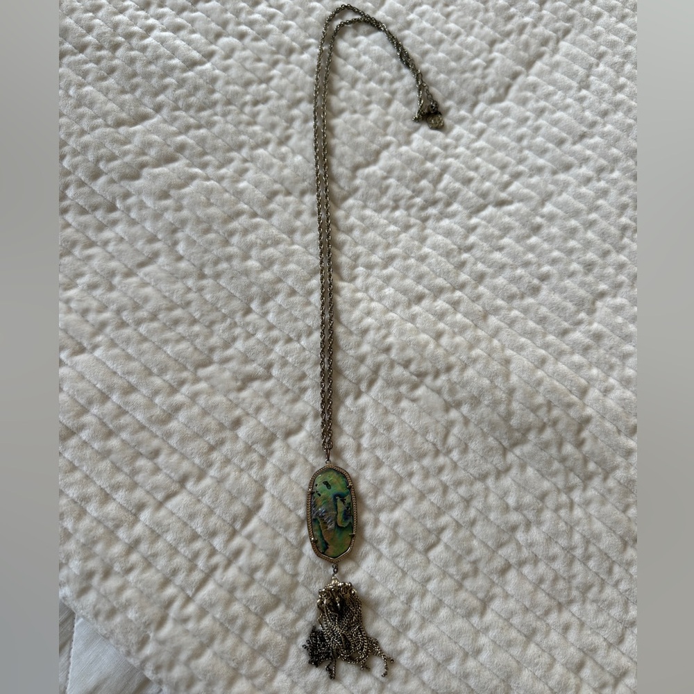 Kendra Scott long mother of pearl chain Necklace